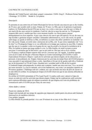 CAS PRÀCTIC MÈTODES DE TREBALL SOCIAL