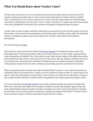 What You Should Know about Voucher Codes?