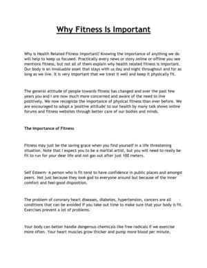 Why Fitness Is Important