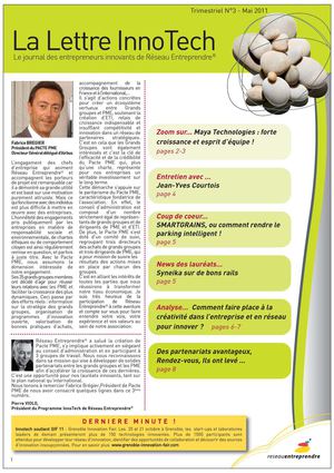 La Lettre InnoTech n°3, le journal des entrepreneurs innovants de Réseau Entreprendre 
