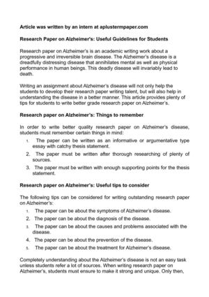 Calaméo - Research Paper on Alzheimer's: Useful Guidelines 