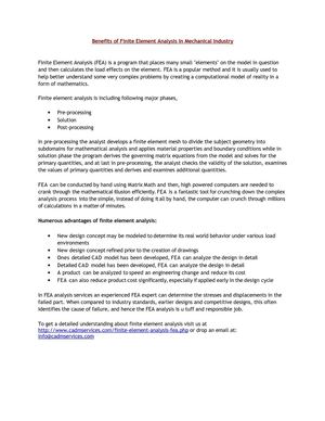 Benefits of Finite Element Analysis In Mechanical Industry