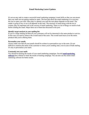 Email Marketing Latest Updates