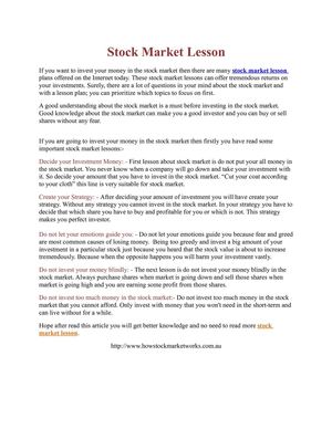Stock Market Lesson