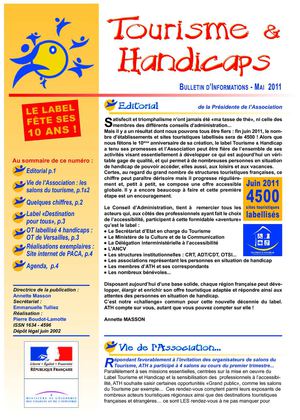 www.handitourismepaca.fr à l'honneur dans le bulletin de Mai 2011 de l'Association Tourisme et Handicaps 