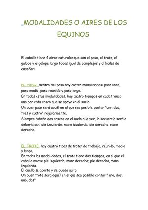 MODALIDADES O  AIRES EQUINOS