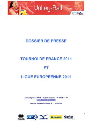 Dossier de presse équipe de France féminine de Volley-Ball été 2011