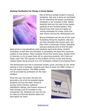 Renting Textbooks For Cheap