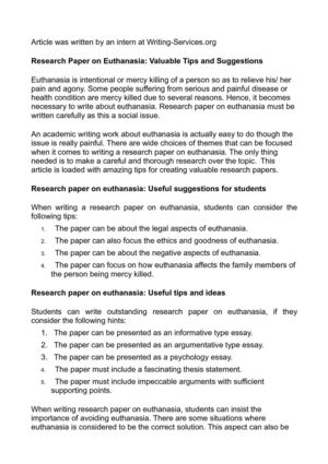 Реферат: Euthanasia Essay Research Paper Euthanasia killing life