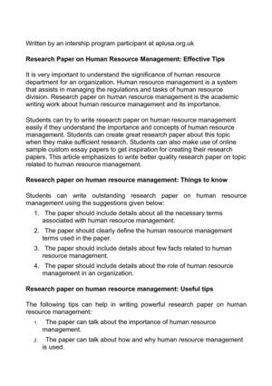 Реферат: Human Resource Management Essay Research Paper Human