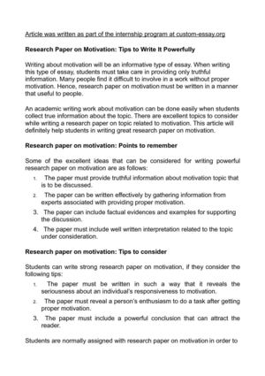 Student motivation research paper