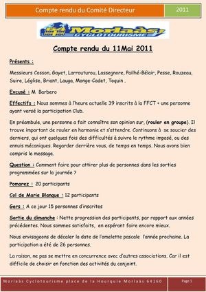 Compte rendu du 11 mai 2011