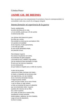 Comentario del poema de Jaime Gil Biedma (CRISTINA PONCE)