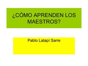 ¿Cómo aprenden los maestros?