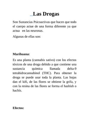 Las drogas y sus efectos