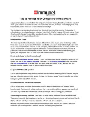 Tips to Protect Your Computers from Malware