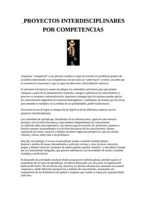 PROYECTOS INTERDISCIPLINARES POR COMPETENCIAS