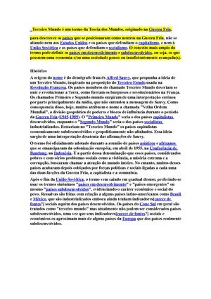 Terceiro Mundo - Parte I (Informação)