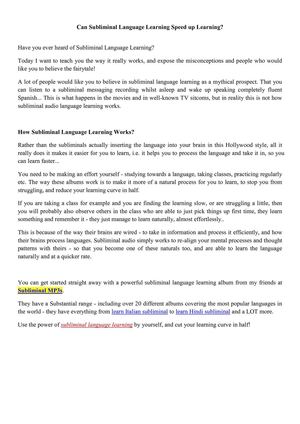 Can Subliminal Language Learning Speed up Learning?