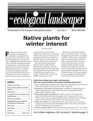Winter 2002 The Ecological Landscaper Newsletter