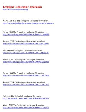 Ecological Landscaping Association Newsletter Directory