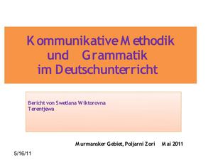 Kommunikative Methodik im Deutschunterricht 