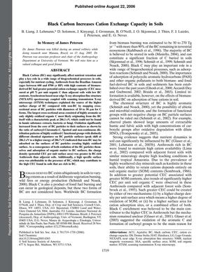 Black carbon increases cation exchange capacity in soils