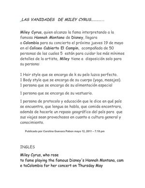 THE VANITIES OF MILEY CYRUS & CHARLES CHAPLIN TRIBUTE