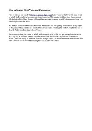 Silva vs Sonnen Fight Video