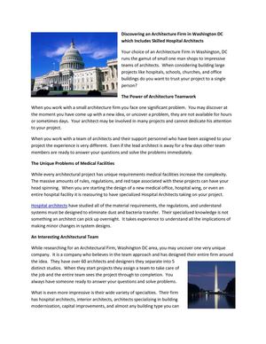 Discovering an Architecture Firm in Washington DC which Includes Skilled Hospital Architects 