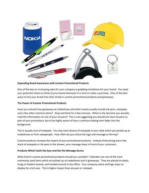 Expanding Brand Awareness with Custom Promotional Products 