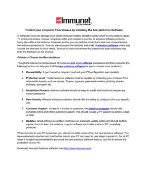 Protect your computer from Viruses by installing the best Antivirus Software