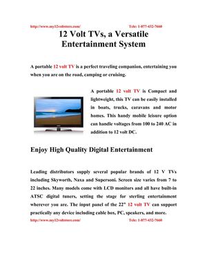 12 Volt TVs, a Versatile Entertainment System