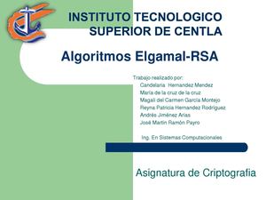 Algoritmos ElGamal-RSA