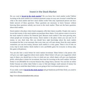 Invest in the Stock Market