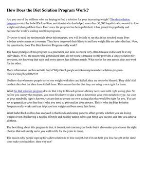 How Does the Diet Solution Program Work?
