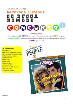 Newsletter Abril - Grand Hyatt Santiago