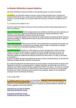 L.a novela. Novelas universales. (1º de ESO)