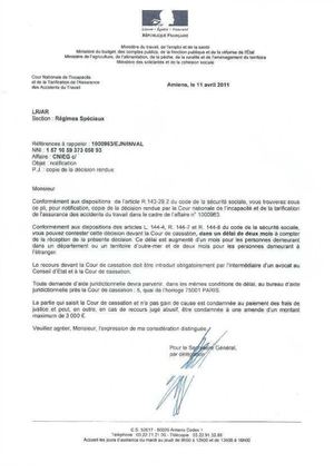 Jugement - Jurisprudence C.Appel Nale Amiens CNITAAT Aud.17-02-11- Suite à  Appel perdu par la CNIEG /Jugt TCI Lille 26-01-10 Inv.Cat 1 Agent EDF-SA.