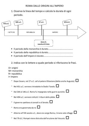 Verifica di lettura della linea del tempo della civiltà romana