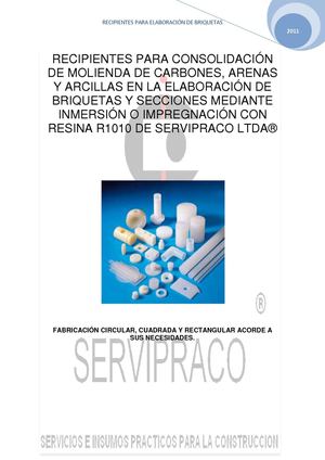 MOLDES PARA ELABORACION DE BRIQUETAS Y SECCIONES DE ARENAS Y LODOS