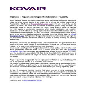 Importance of Requirements management collaboration and Reusability