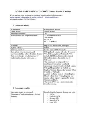 SCHOOL PARTNERSHIP APPLICATION