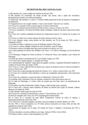 MOTIVOS PARA TORCER PELO VASCO DA GAMA