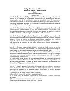 Código de la Niñez y Adolescencia.