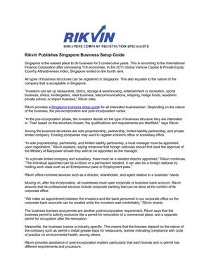 Rikvin Publishes Singapore Business Setup Guide