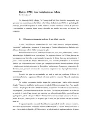 Eleições IFMG: uma contribuição ao Debate