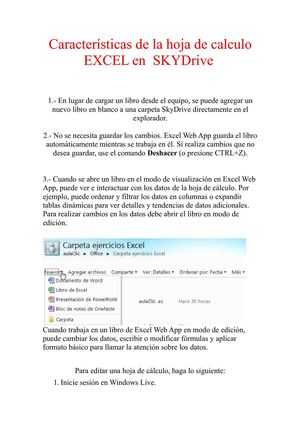 Caracteristicas de excel Evidencia 2 P3