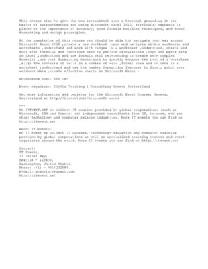 Microsoft Excel Course, Geneva, Switzerland