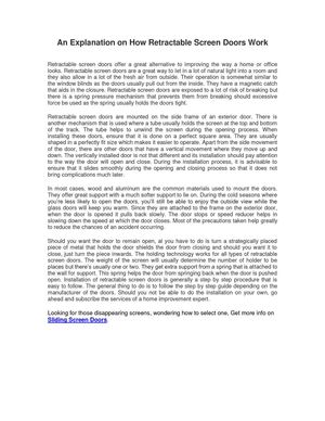 An Explanation on How Retractable Screen Doors Work